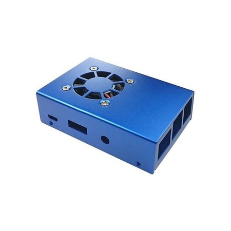 MICRO CONNECTORS Micro Connectors RAS-PCS04-BL Aluminum Raspberry Pi 3 Model B B Plus Case with Fan - Blue RAS-PCS04-BL